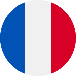 French round flag icon representing France for learning French online at Talk and Chalk