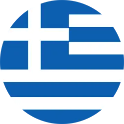 Greek round flag icon representing Greece for learning Greek online at Talk and Chalk