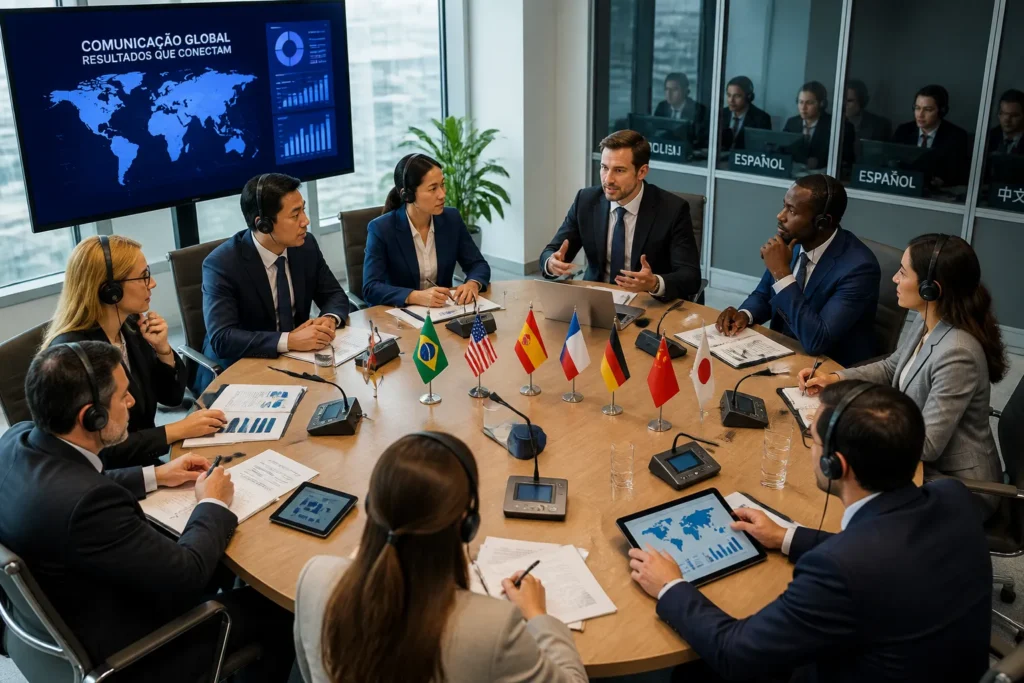 idiomas mais demandados para interpretação no Brasil, interpretação empresarial, inglês corporativo, espanhol mercosul, mandarim técnico, tradução simultânea, comunicação internacional, serviços de interpretação, intérprete profissional, mercado de idiomas